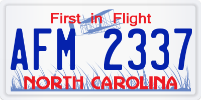 NC license plate AFM2337