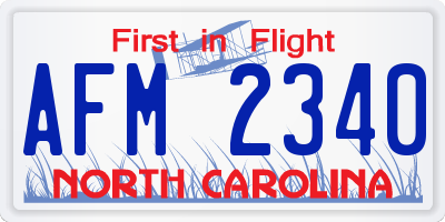 NC license plate AFM2340
