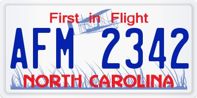 NC license plate AFM2342