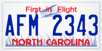 NC license plate AFM2343