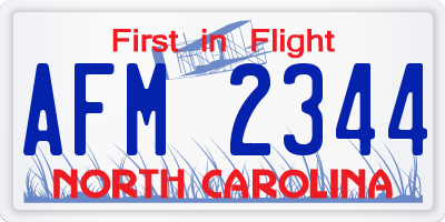 NC license plate AFM2344