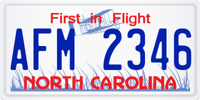 NC license plate AFM2346