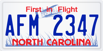 NC license plate AFM2347