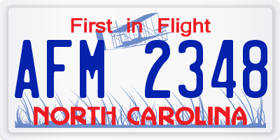 NC license plate AFM2348
