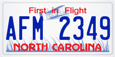 NC license plate AFM2349