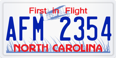 NC license plate AFM2354