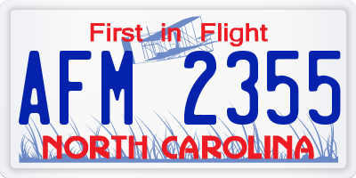 NC license plate AFM2355