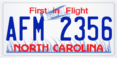NC license plate AFM2356