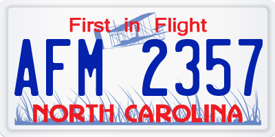NC license plate AFM2357