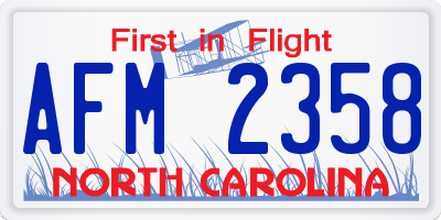 NC license plate AFM2358