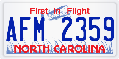 NC license plate AFM2359