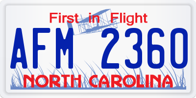 NC license plate AFM2360
