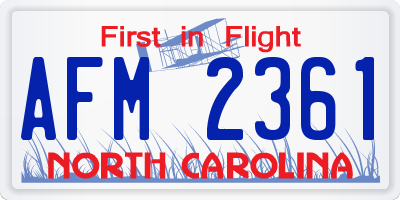 NC license plate AFM2361