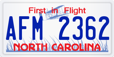 NC license plate AFM2362