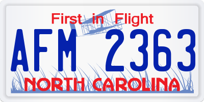 NC license plate AFM2363