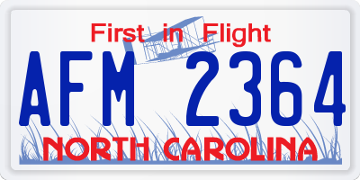 NC license plate AFM2364