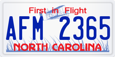 NC license plate AFM2365