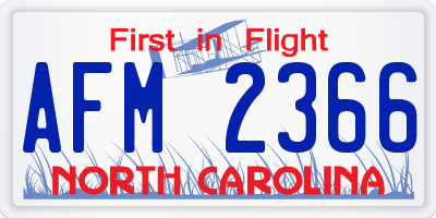 NC license plate AFM2366