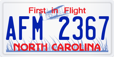 NC license plate AFM2367