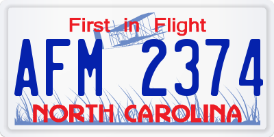 NC license plate AFM2374