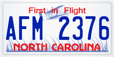 NC license plate AFM2376