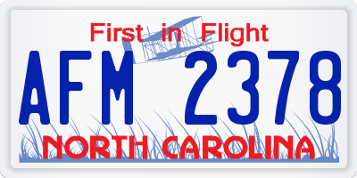 NC license plate AFM2378