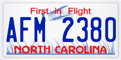 NC license plate AFM2380