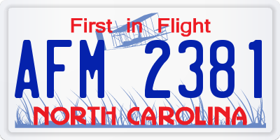 NC license plate AFM2381