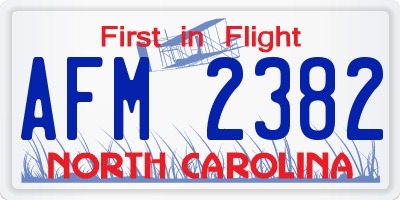 NC license plate AFM2382