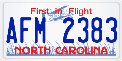 NC license plate AFM2383