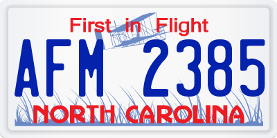 NC license plate AFM2385