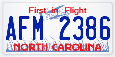 NC license plate AFM2386