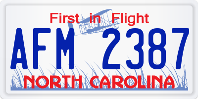 NC license plate AFM2387