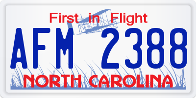 NC license plate AFM2388
