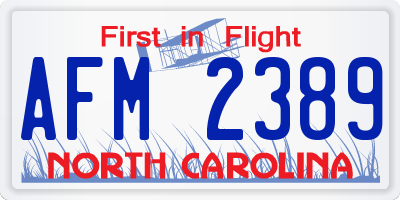 NC license plate AFM2389