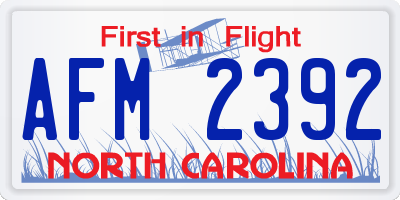 NC license plate AFM2392