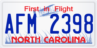 NC license plate AFM2398