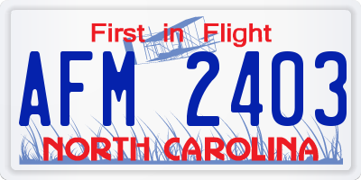 NC license plate AFM2403
