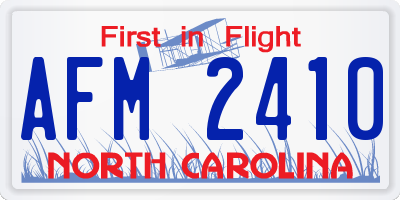 NC license plate AFM2410