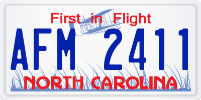 NC license plate AFM2411