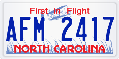 NC license plate AFM2417