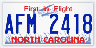NC license plate AFM2418