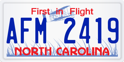 NC license plate AFM2419