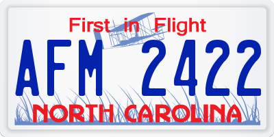 NC license plate AFM2422
