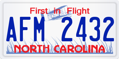 NC license plate AFM2432