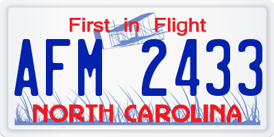NC license plate AFM2433