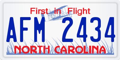 NC license plate AFM2434