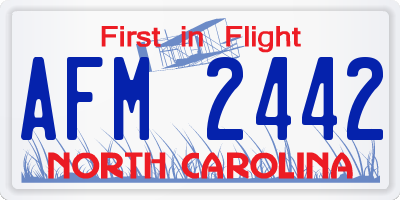 NC license plate AFM2442