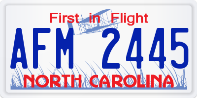NC license plate AFM2445