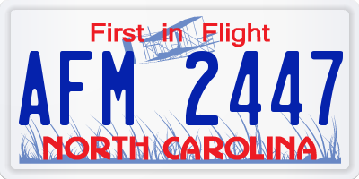NC license plate AFM2447